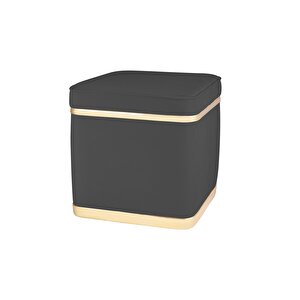 Zengo Gold Twin Line Puf, Kare Antrasit
