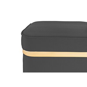 Zengo Gold Twin Line Puf, Kare Antrasit