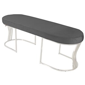 Viego Silver Smooth Bench Puf Gri