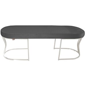 Viego Silver Smooth Bench Puf Gri