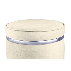 Zerafet Silver Luxery Puf Beyaz