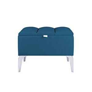 Vetra Mini Silver Royal Sandıklı Dekoratif Puf Mavi