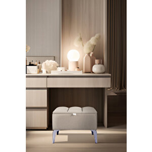 Vetra Mini Silver Royal Sandıklı Dekoratif Puf Bej