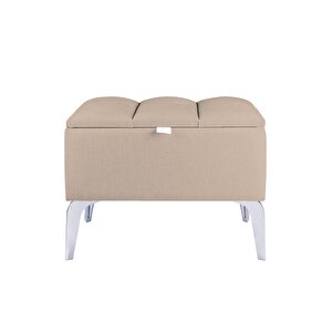 Vetra Mini Silver Royal Sandıklı Dekoratif Puf Bej