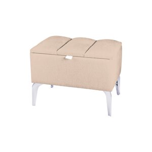 Vetra Mini Silver Royal Sandıklı Dekoratif Puf Bej