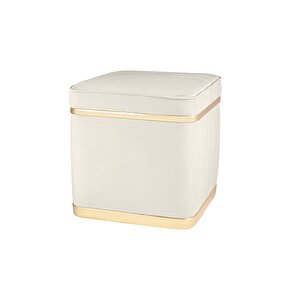 Zengo Gold Twin Line Puf, Kare Beyaz