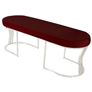Viego Silver Smooth Bench Puf Bordo