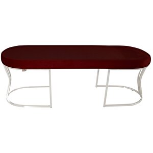 Viego Silver Smooth Bench Puf Bordo