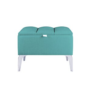 Vetra Mini Silver Royal Sandıklı Dekoratif Puf Turkuaz