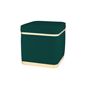 Zengo Gold Twin Line Puf, Kare Yeşil
