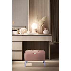 Vetra Mini Silver Royal Sandıklı Dekoratif Puf Pudra