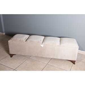 Vetra V2 Sandıklı Bench Puf, Ceviz Krem