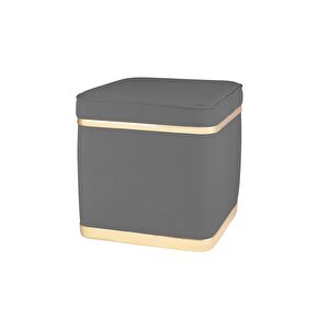 Zengo Gold Twin Line Puf, Kare Gri
