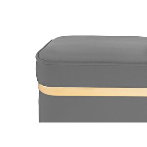 Zengo Gold Twin Line Puf, Kare Gri