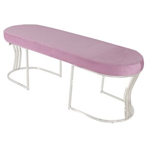 Viego Silver Smooth Bench Puf Pembe