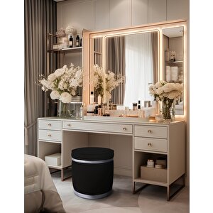 Zerafet Silver Luxery Puf Siyah