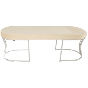 Viego Silver Smooth Bench Puf Krem