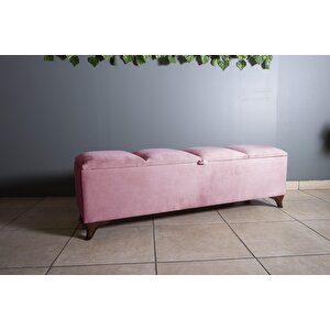 Vetra V2 Sandıklı Bench Puf, Ceviz Pembe