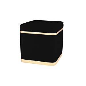 Zengo Gold Twin Line Puf, Kare Siyah