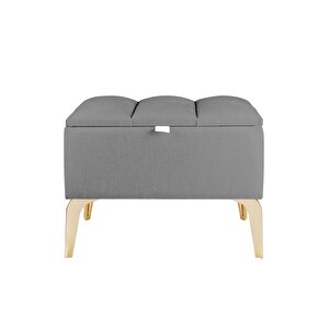 Vetra Mini Gold Royal Sandıklı Dekoratif Puf Gri