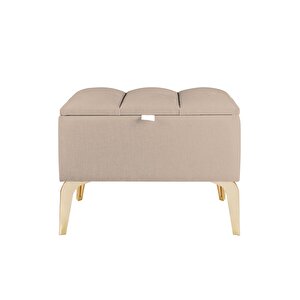 Vetra Mini Gold Royal Sandıklı Dekoratif Puf Bej
