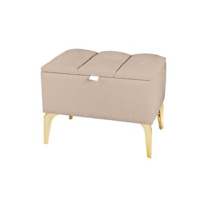 Vetra Mini Gold Royal Sandıklı Dekoratif Puf Bej