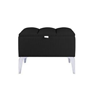 Vetra Mini Silver Royal Sandıklı Dekoratif Puf Siyah