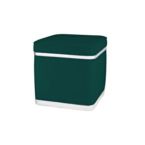 Zengo Silver Twin Line Puf, Kare Yeşil
