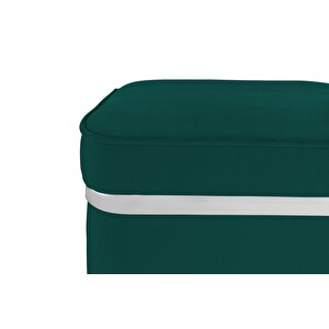 Zengo Silver Twin Line Puf, Kare Yeşil