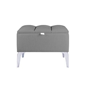 Vetra Mini Silver Royal Sandıklı Dekoratif Puf Gri