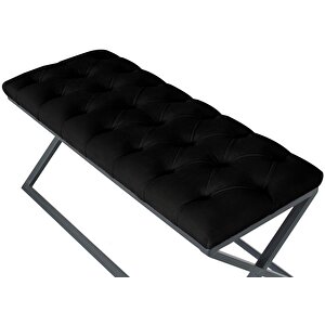 Varcera Siyah Çapraz Metal Ayaklı Bench Puf