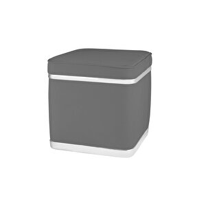 Zengo Silver Twin Line Puf, Kare Gri