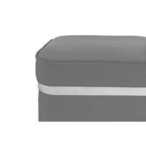 Zengo Silver Twin Line Puf, Kare Gri