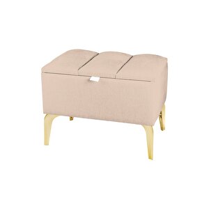 Vetra Mini Gold Royal Sandıklı Dekoratif Puf Krem