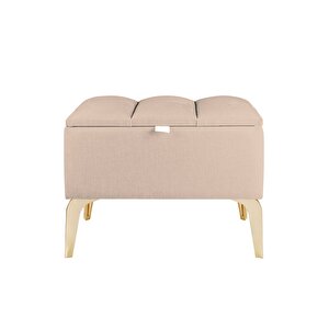 Vetra Mini Gold Royal Sandıklı Dekoratif Puf Krem