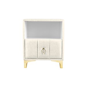 Singular Gold Komodin, Raflı Kırık Beyaz
