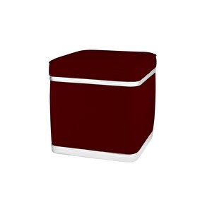 Zengo Silver Twin Line Puf, Kare Bordo