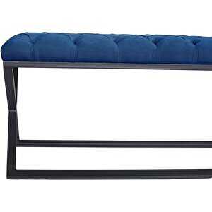 Varcera Siyah Çapraz Metal Ayaklı Bench Puf