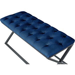 Varcera Siyah Çapraz Metal Ayaklı Bench Puf
