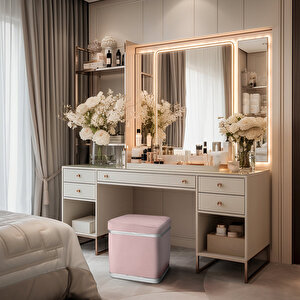 Zengo Silver Twin Line Puf, Kare Pembe