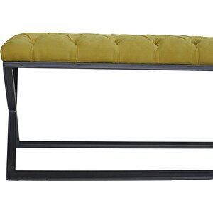 Varcera Siyah Çapraz Metal Ayaklı Bench Puf