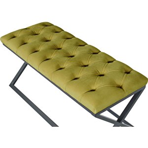 Varcera Siyah Çapraz Metal Ayaklı Bench Puf