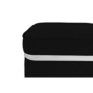 Zengo Silver Twin Line Puf, Kare Siyah