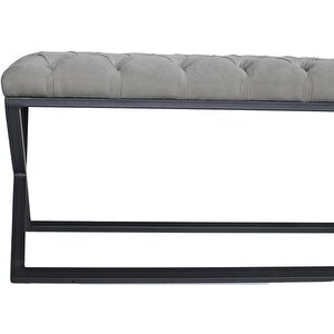 Varcera Siyah Çapraz Metal Ayaklı Bench Puf