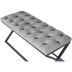 Varcera Siyah Çapraz Metal Ayaklı Bench Puf