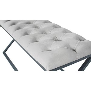 Varcera Siyah Çapraz Metal Ayaklı Bench Puf