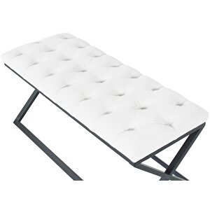 Varcera Siyah Çapraz Metal Ayaklı Bench Puf