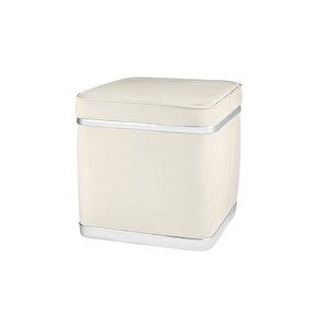 Zengo Silver Twin Line Puf, Kare Beyaz