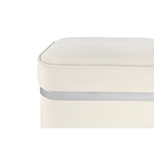 Zengo Silver Twin Line Puf, Kare Beyaz