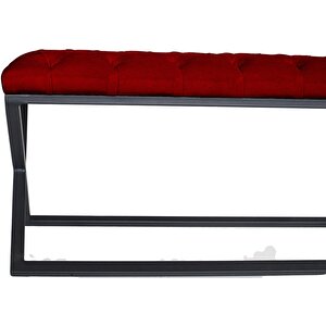Varcera Siyah Çapraz Metal Ayaklı Bench Puf